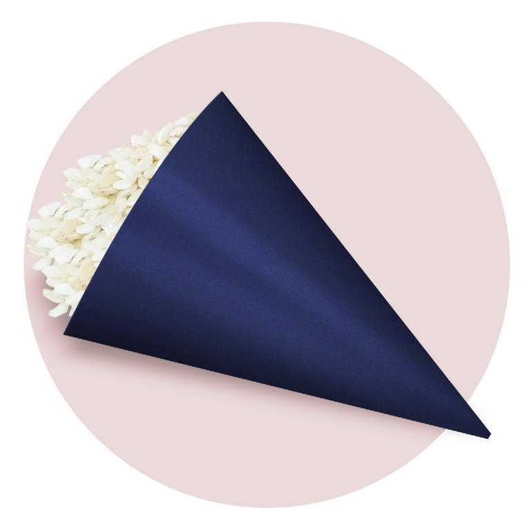 Immagine prodotto: Kit da 25 coni  PORTA RISO personalizzati con stampa in CARTONCINO PLIKE BLU